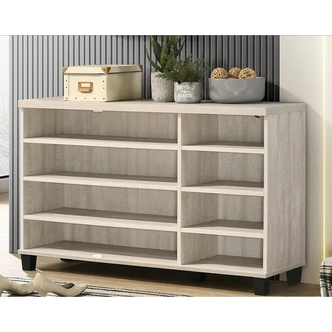 Modern Style 45W 3-Door Shoe Cabinet, with 6 Adjustable Shelves