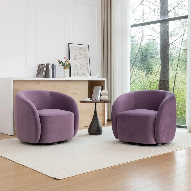 Modern Glam Velvet Upholstered 360 Degree Swivel Accent Armchair Set of 2