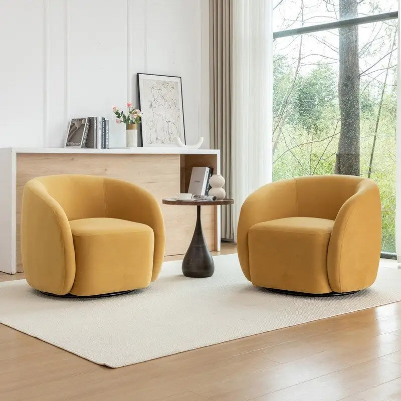Modern Glam Velvet Upholstered 360 Degree Swivel Accent Armchair Set of 2