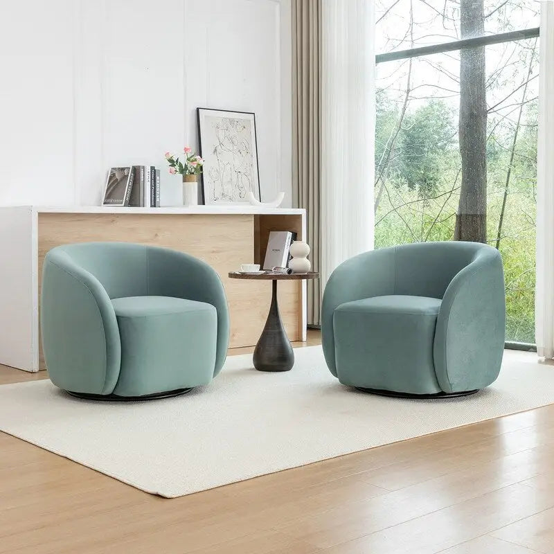 Modern Glam Velvet Upholstered 360 Degree Swivel Accent Armchair Set of 2