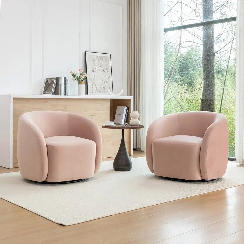 Modern Glam Velvet Upholstered 360 Degree Swivel Accent Armchair Set of 2