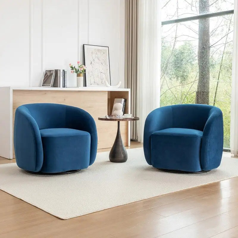 Modern Glam Velvet Upholstered 360 Degree Swivel Accent Armchair Set of 2