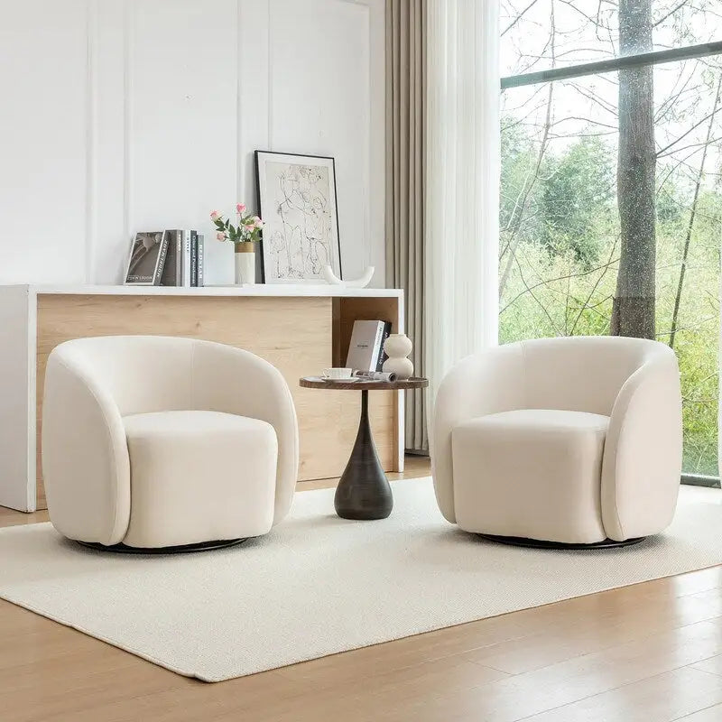Modern Glam Velvet Upholstered 360 Degree Swivel Accent Armchair Set of 2