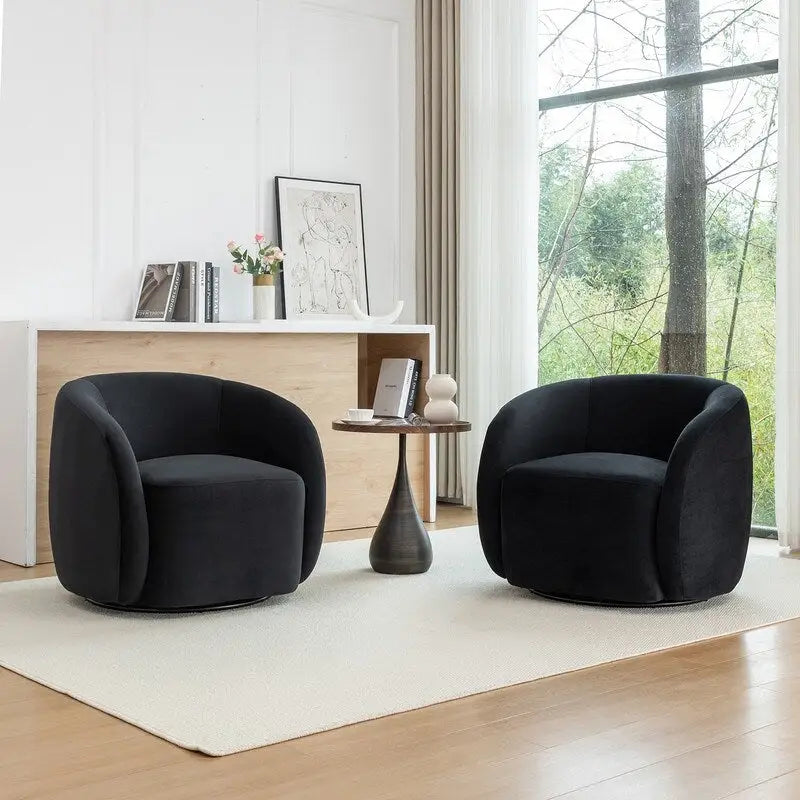 Modern Glam Velvet Upholstered 360 Degree Swivel Accent Armchair Set of 2
