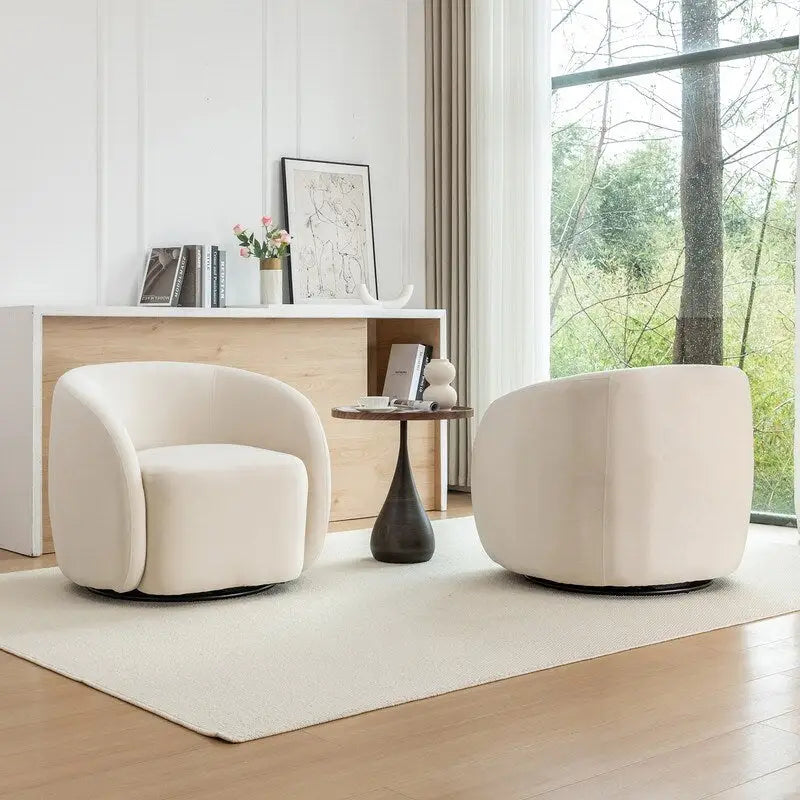 Modern Glam Velvet Upholstered 360 Degree Swivel Accent Armchair Set of 2