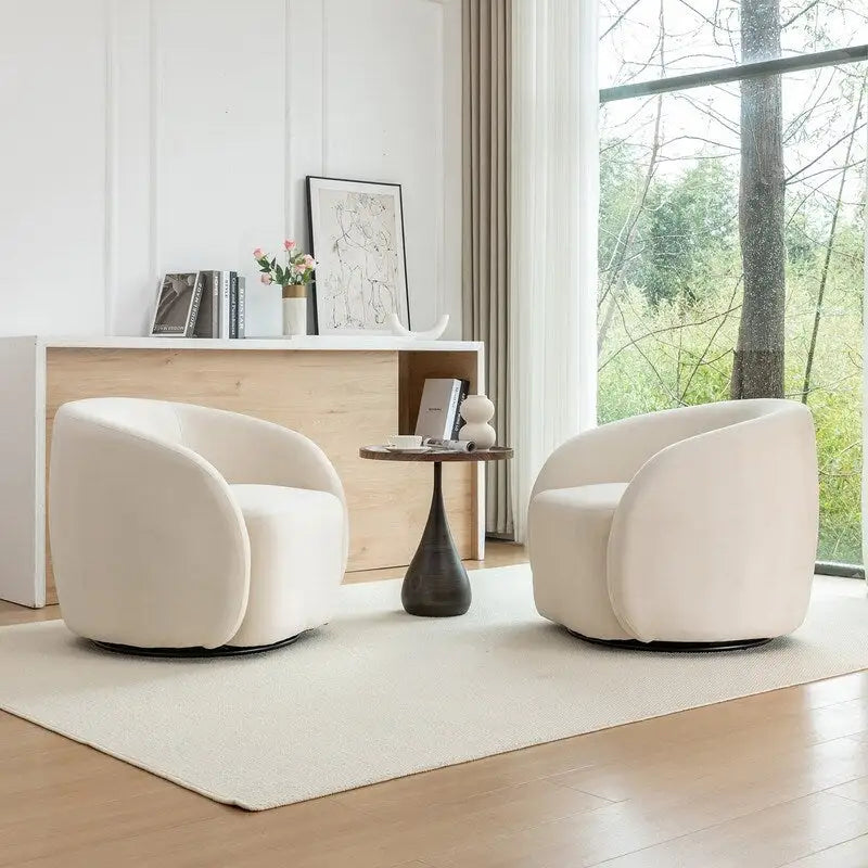 Modern Glam Velvet Upholstered 360 Degree Swivel Accent Armchair Set of 2