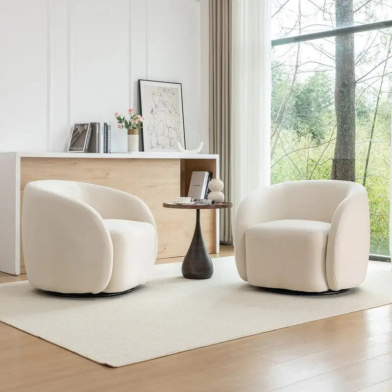 Modern Glam Velvet Upholstered 360 Degree Swivel Accent Armchair Set of 2