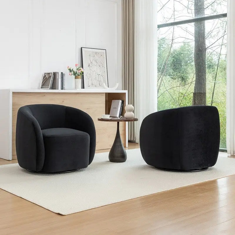 Modern Glam Velvet Upholstered 360 Degree Swivel Accent Armchair Set of 2