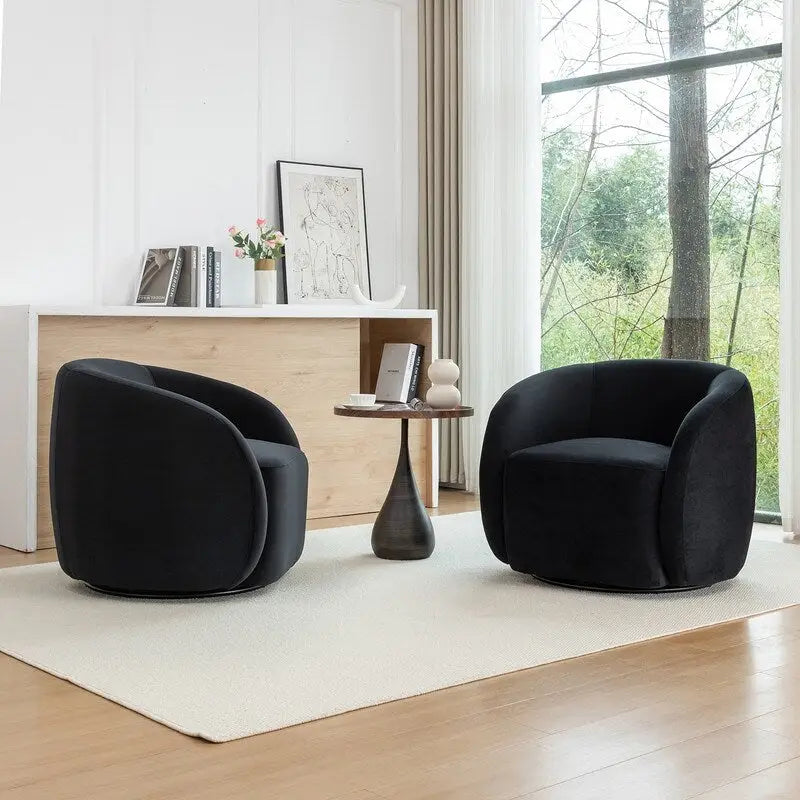 Modern Glam Velvet Upholstered 360 Degree Swivel Accent Armchair Set of 2
