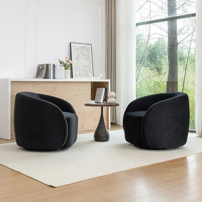 Modern Glam Velvet Upholstered 360 Degree Swivel Accent Armchair Set of 2