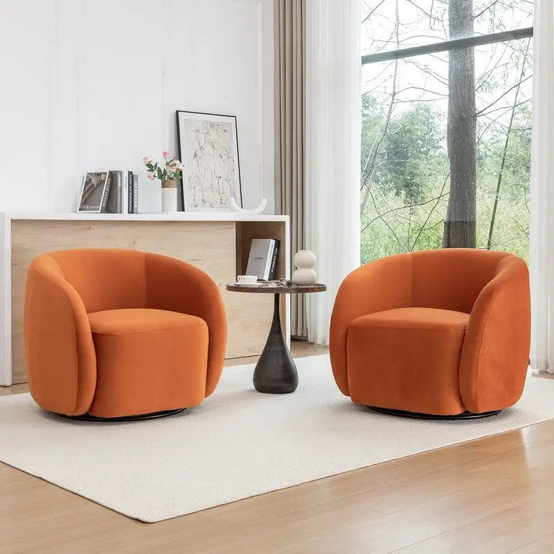 Modern Glam Velvet Upholstered 360 Degree Swivel Accent Armchair Set of 2