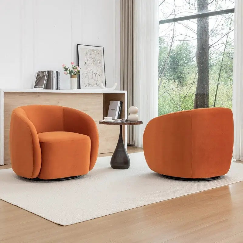 Modern Glam Velvet Upholstered 360 Degree Swivel Accent Armchair Set of 2