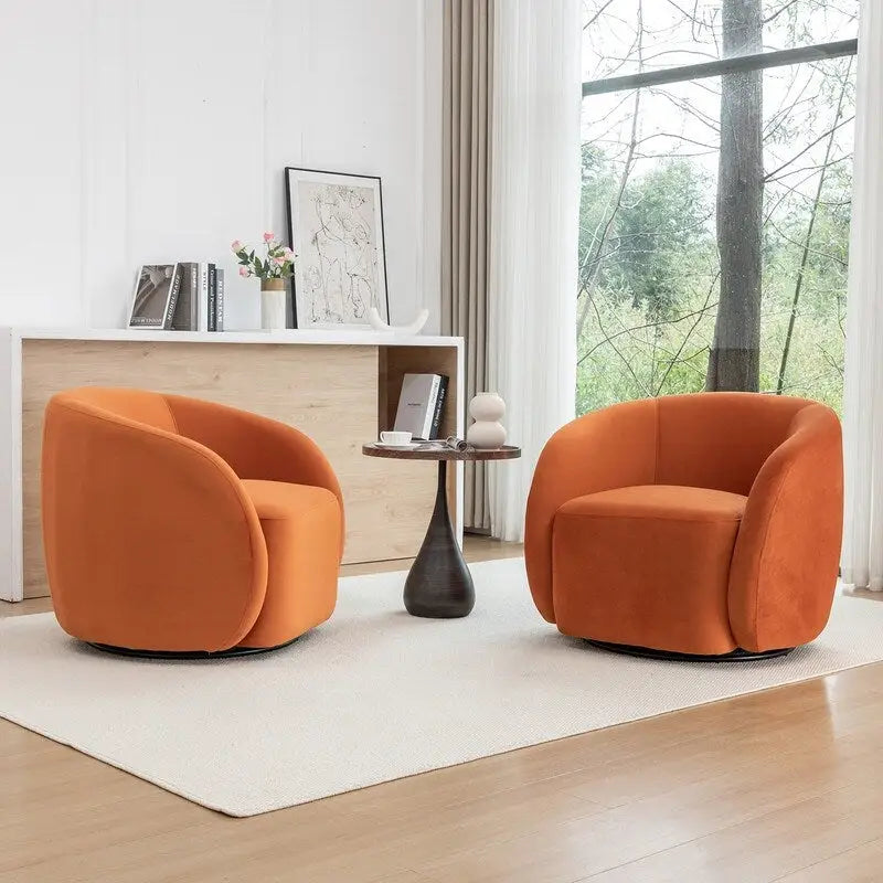 Modern Glam Velvet Upholstered 360 Degree Swivel Accent Armchair Set of 2
