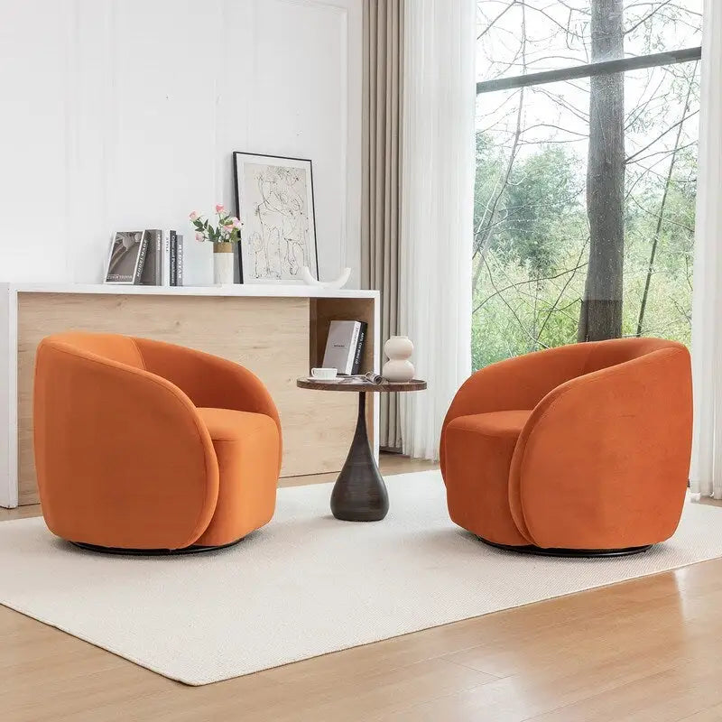 Modern Glam Velvet Upholstered 360 Degree Swivel Accent Armchair Set of 2