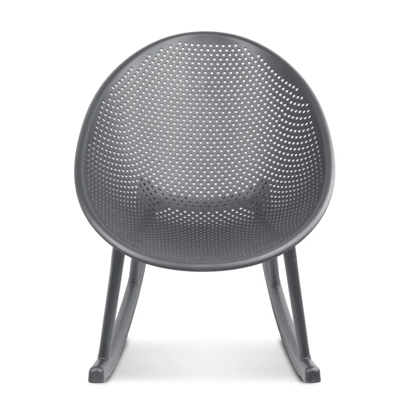 Mid-Century Modern Plastic Rocking Lounge Chair Plastic Legs with Breathable Perforated Egg Shaped Seat for Indoor/Outdoor Use