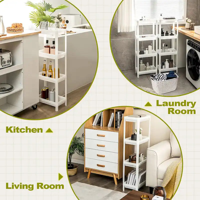 2PCS 4 Tier Slim Storage Cart Detachable Kitchen Organizer