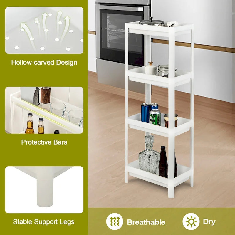 2PCS 4 Tier Slim Storage Cart Detachable Kitchen Organizer