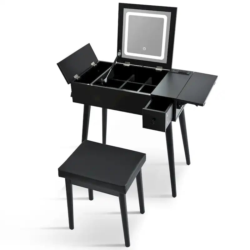 27.9 Makeup Vanity Desk with Flip Top Mirror and LED Light