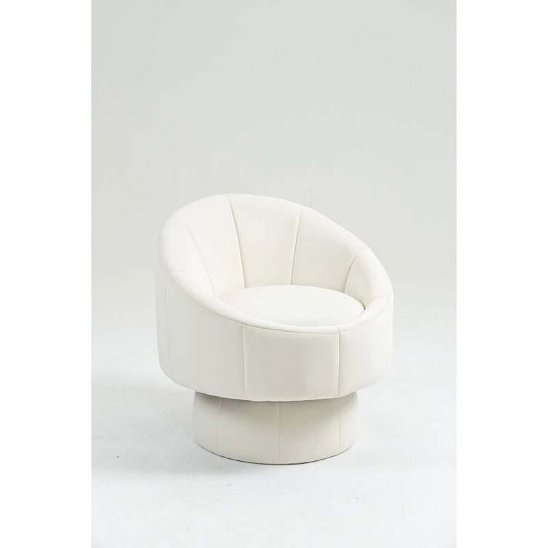 Modern 28.75 Velvet Upholstered 360 Swivel Accent Chair with Wood Frame and Waist Cushion
