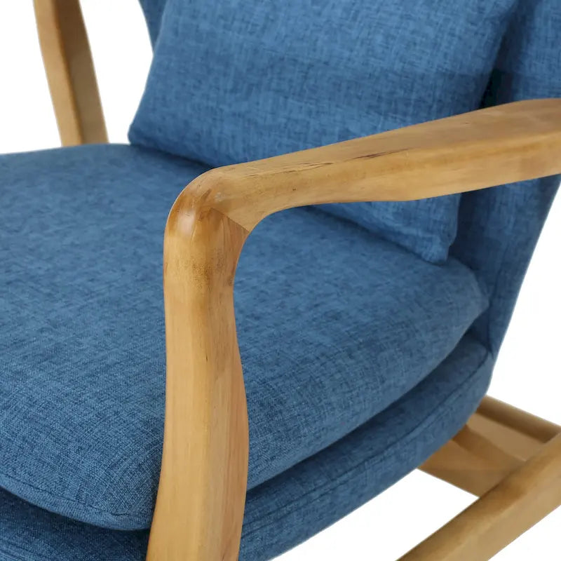 Solid Wood Rocking Chair with Linen Cushion and Premium Handcrafted