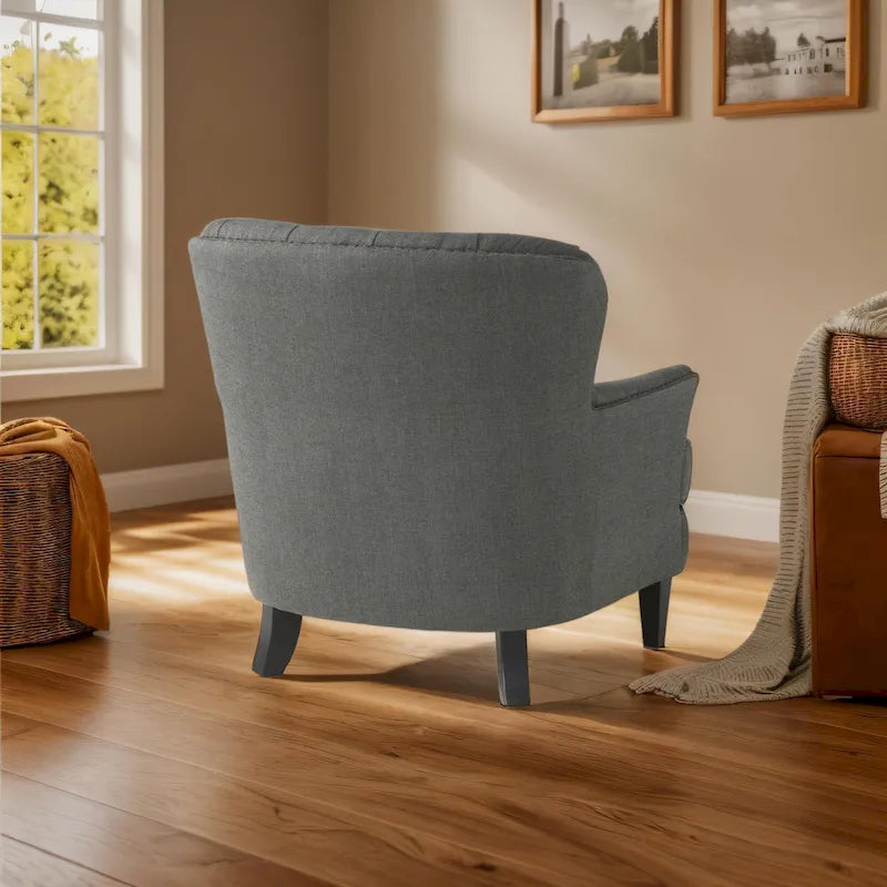 Modern 32.5 Upholstered Club Chair with Ottoman Set amd Nailheads for Living Room