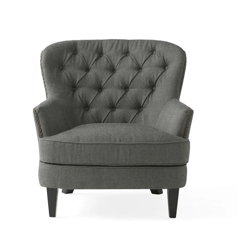 Modern 32.5 Upholstered Club Chair with Ottoman Set amd Nailheads for Living Room