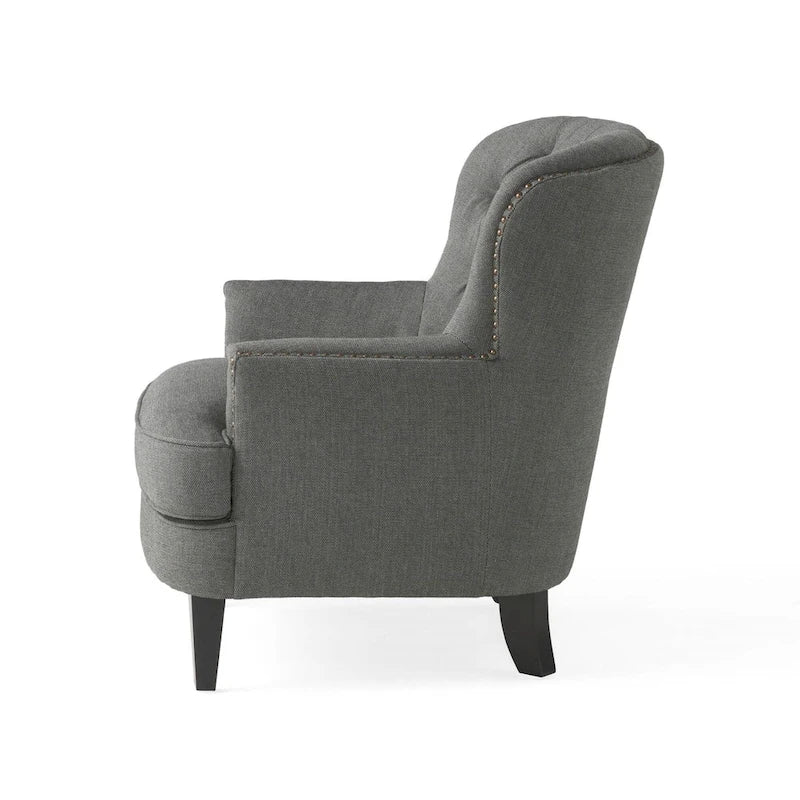 Modern 32.5 Upholstered Club Chair with Ottoman Set amd Nailheads for Living Room