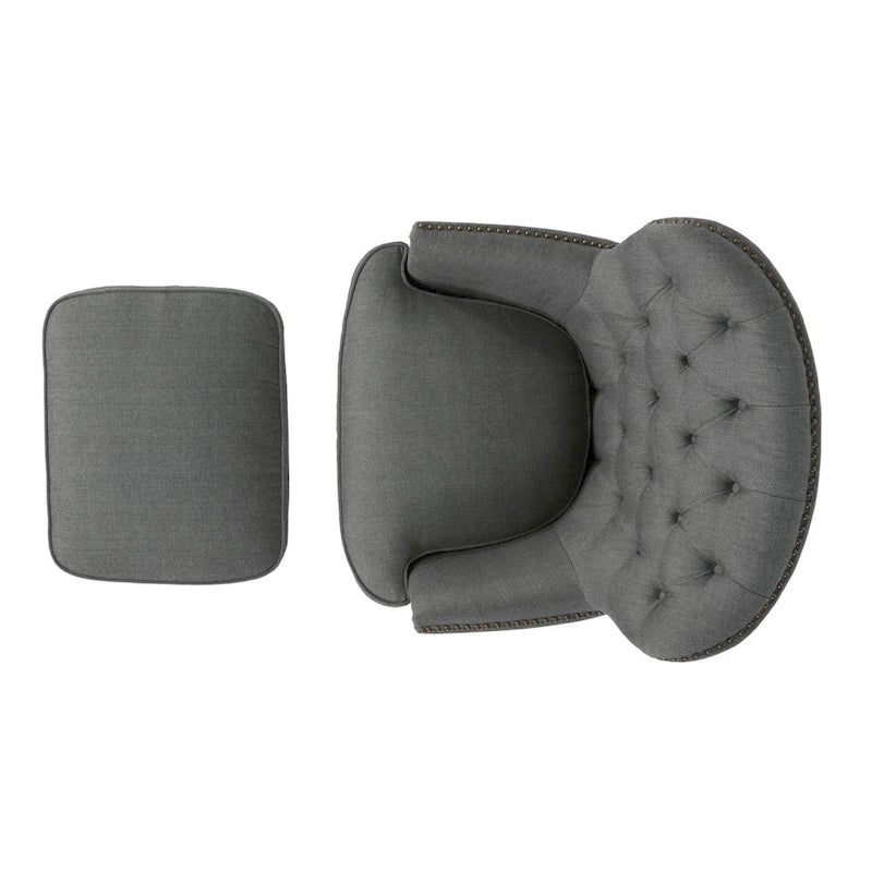 Modern 32.5 Upholstered Club Chair with Ottoman Set amd Nailheads for Living Room
