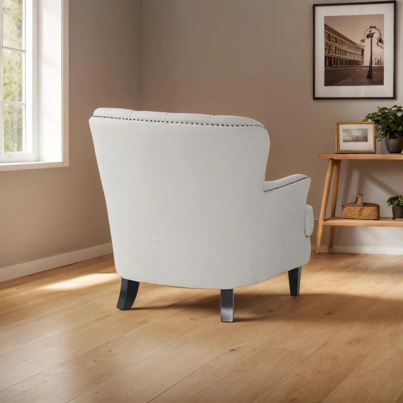 Modern 32.5 Upholstered Club Chair with Ottoman Set amd Nailheads for Living Room