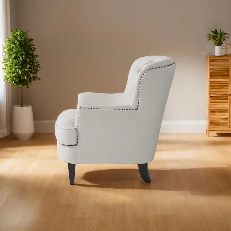 Modern 32.5 Upholstered Club Chair with Ottoman Set amd Nailheads for Living Room