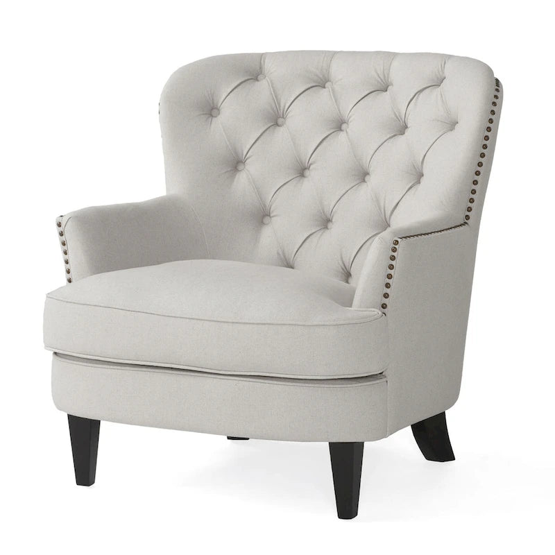 Modern 32.5 Upholstered Club Chair with Ottoman Set amd Nailheads for Living Room