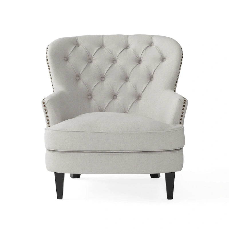 Modern 32.5 Upholstered Club Chair with Ottoman Set amd Nailheads for Living Room