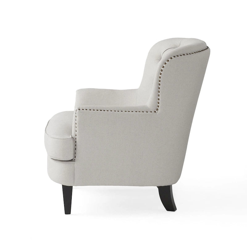 Modern 32.5 Upholstered Club Chair with Ottoman Set amd Nailheads for Living Room