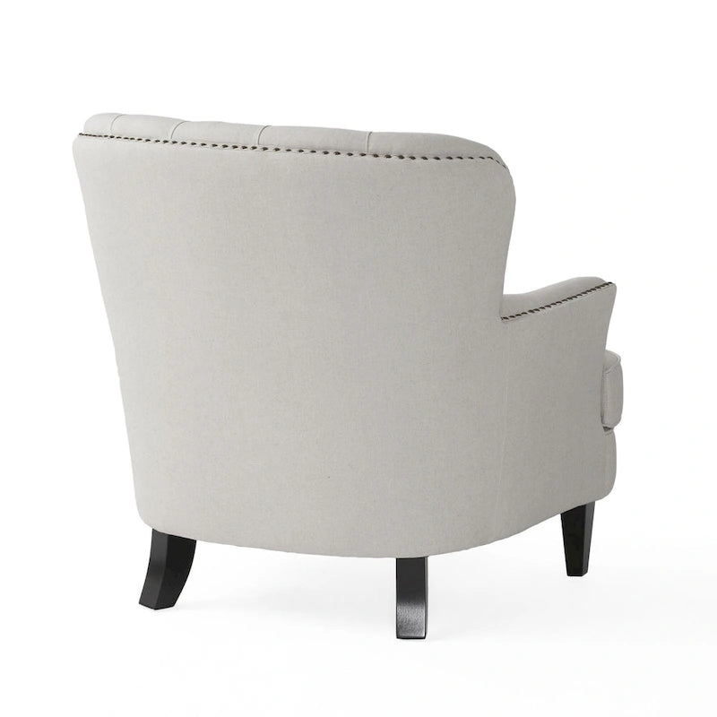 Modern 32.5 Upholstered Club Chair with Ottoman Set amd Nailheads for Living Room