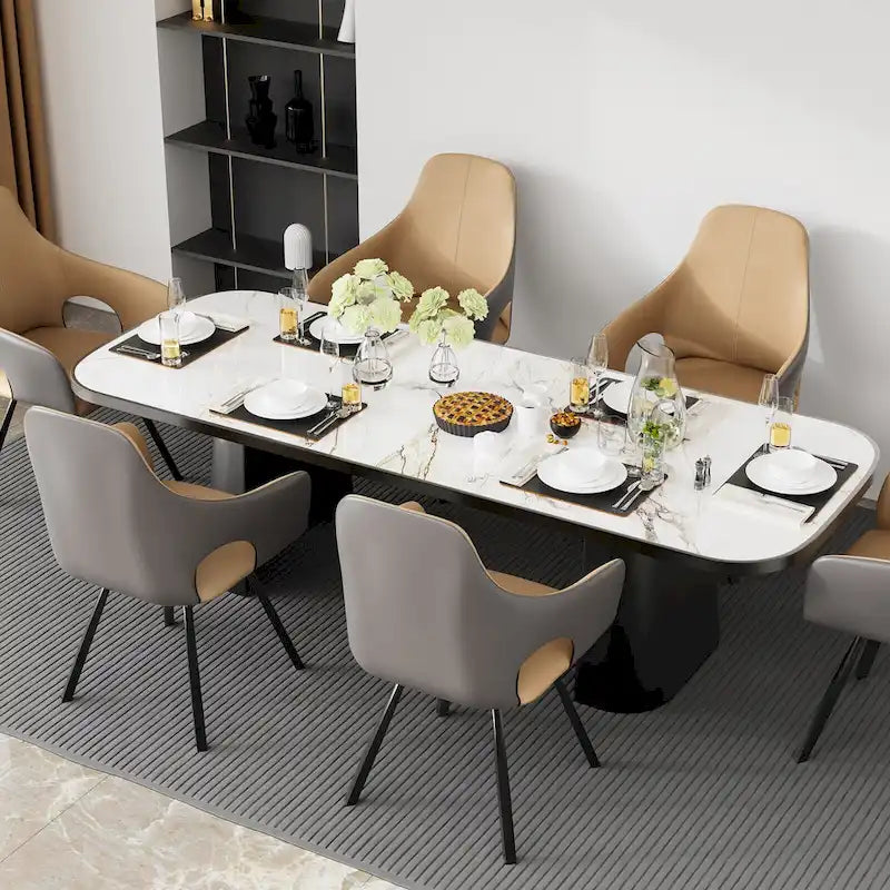 Drehbare Esszimmerstühle mit zweifarbigem Mikrofaserlederbezug (2er-Set) - 22.83 W x 19.69 D x 36.61 H