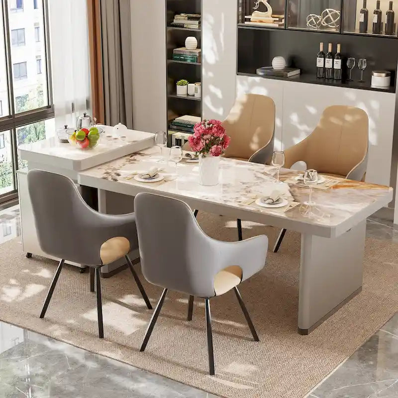 Drehbare Esszimmerstühle mit zweifarbigem Mikrofaserlederbezug (2er-Set) - 22.83 W x 19.69 D x 36.61 H