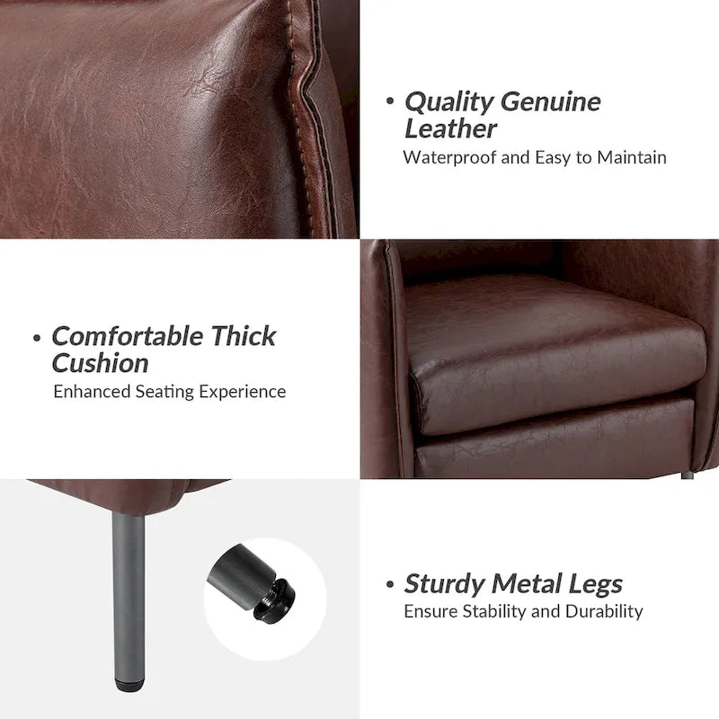 Modern Vegan Leather Accent Chair with removable Cushion by