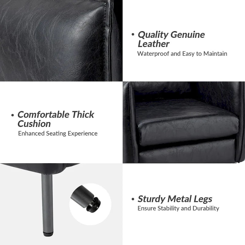 Modern Vegan Leather Accent Chair with removable Cushion by