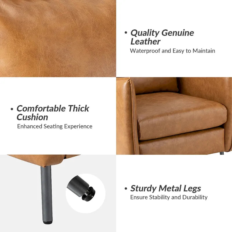 Modern Vegan Leather Accent Chair with removable Cushion by