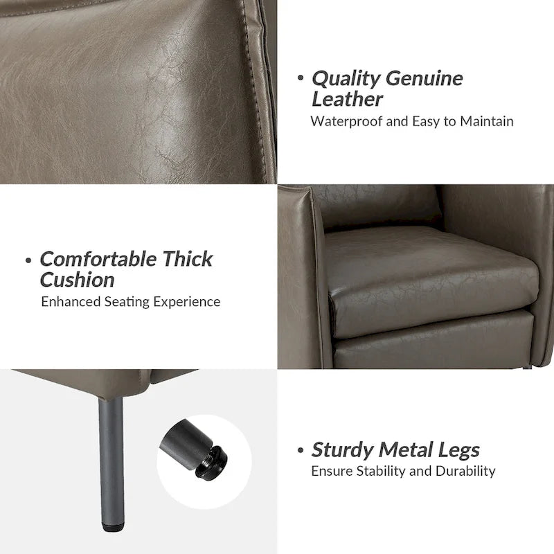 Modern Vegan Leather Accent Chair with removable Cushion by
