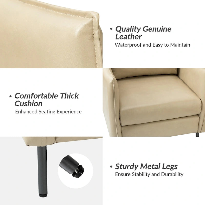 Modern Vegan Leather Accent Chair with removable Cushion by
