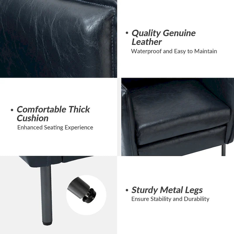 Modern Vegan Leather Accent Chair with removable Cushion by