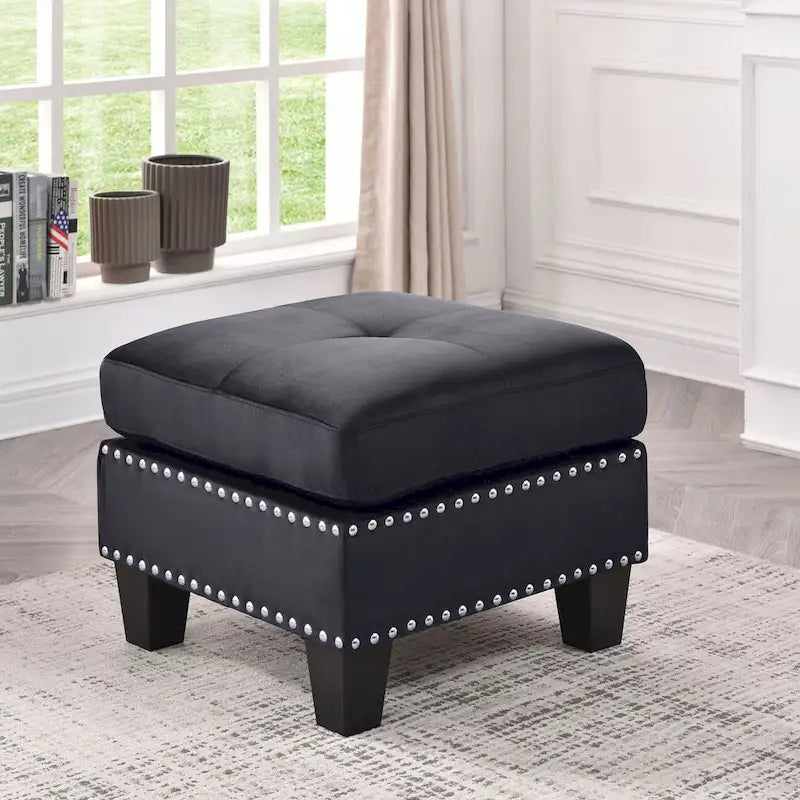 Tufted Velvet Ottoman