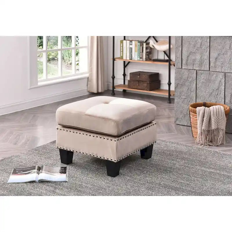 Tufted Velvet Ottoman