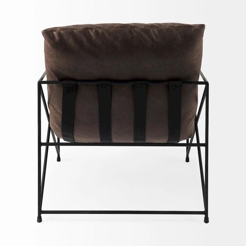 Black Faux Leather w/Black Metal Frame Accent Chair