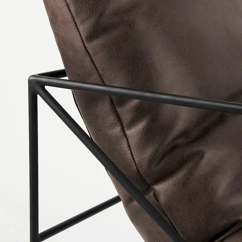 Black Faux Leather w/Black Metal Frame Accent Chair