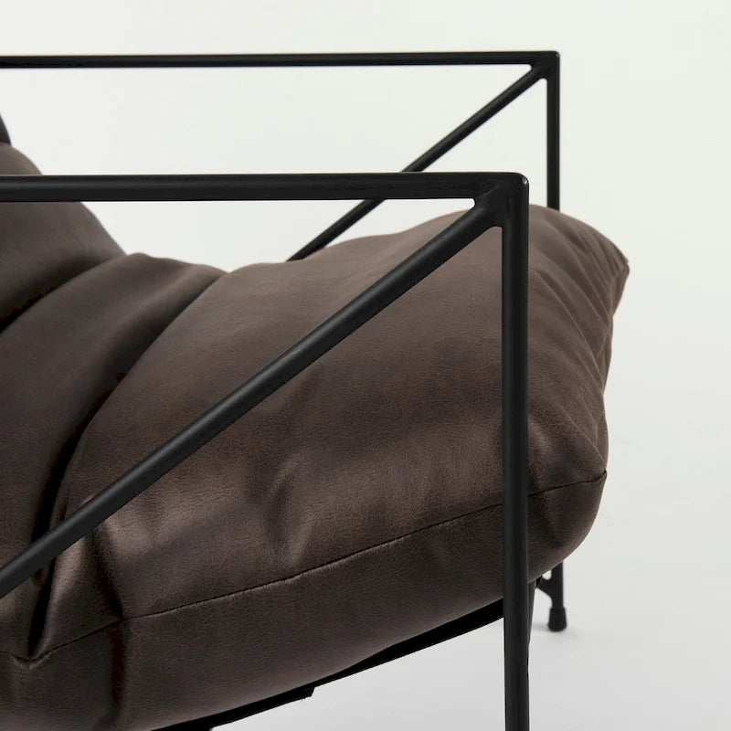 Black Faux Leather w/Black Metal Frame Accent Chair