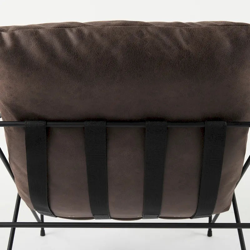 Black Faux Leather w/Black Metal Frame Accent Chair