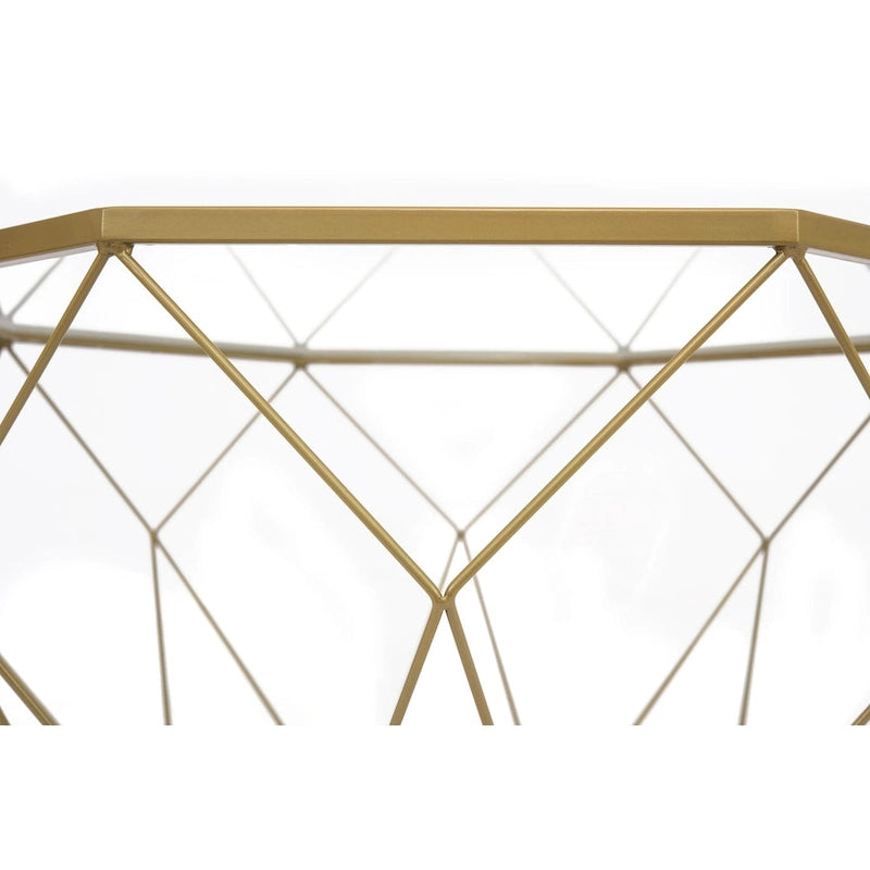 29 Modern Octagon Center Coffee Table with Tempered Glass Table top & Sturdy Metal Geometric Base for Living Room Office
