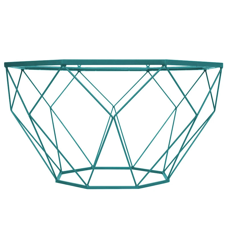 29 Modern Octagon Center Coffee Table with Tempered Glass Table top & Sturdy Metal Geometric Base for Living Room Office